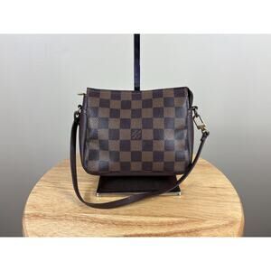 Authentic Louis Vuitton Damier Ebene Trousse Clutch Monogram Bag w/ Strap